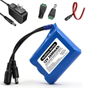 12V 2600mAh Rechargeable Lithium-ion Battery Pack for 12V Devices（CCTV Camera,Bike Light,LED Light Strip, DIY Projects,RC Car, Solar Panels）-Equipped with Charger and Adapters