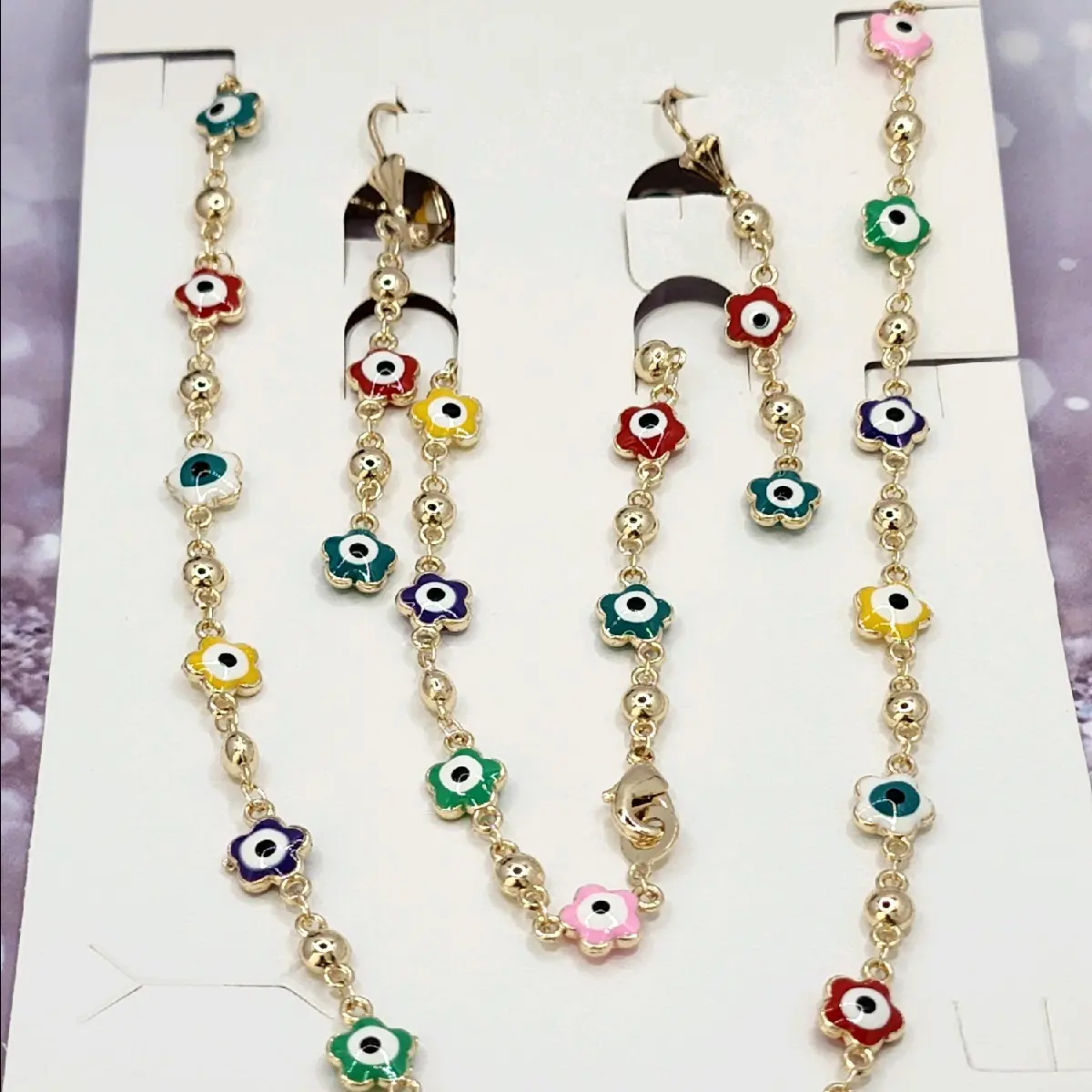 fashion set chain earrings bracelet Gold-plated eyesv