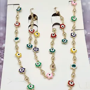 fashion set chain earrings bracelet Gold-plated eyesv