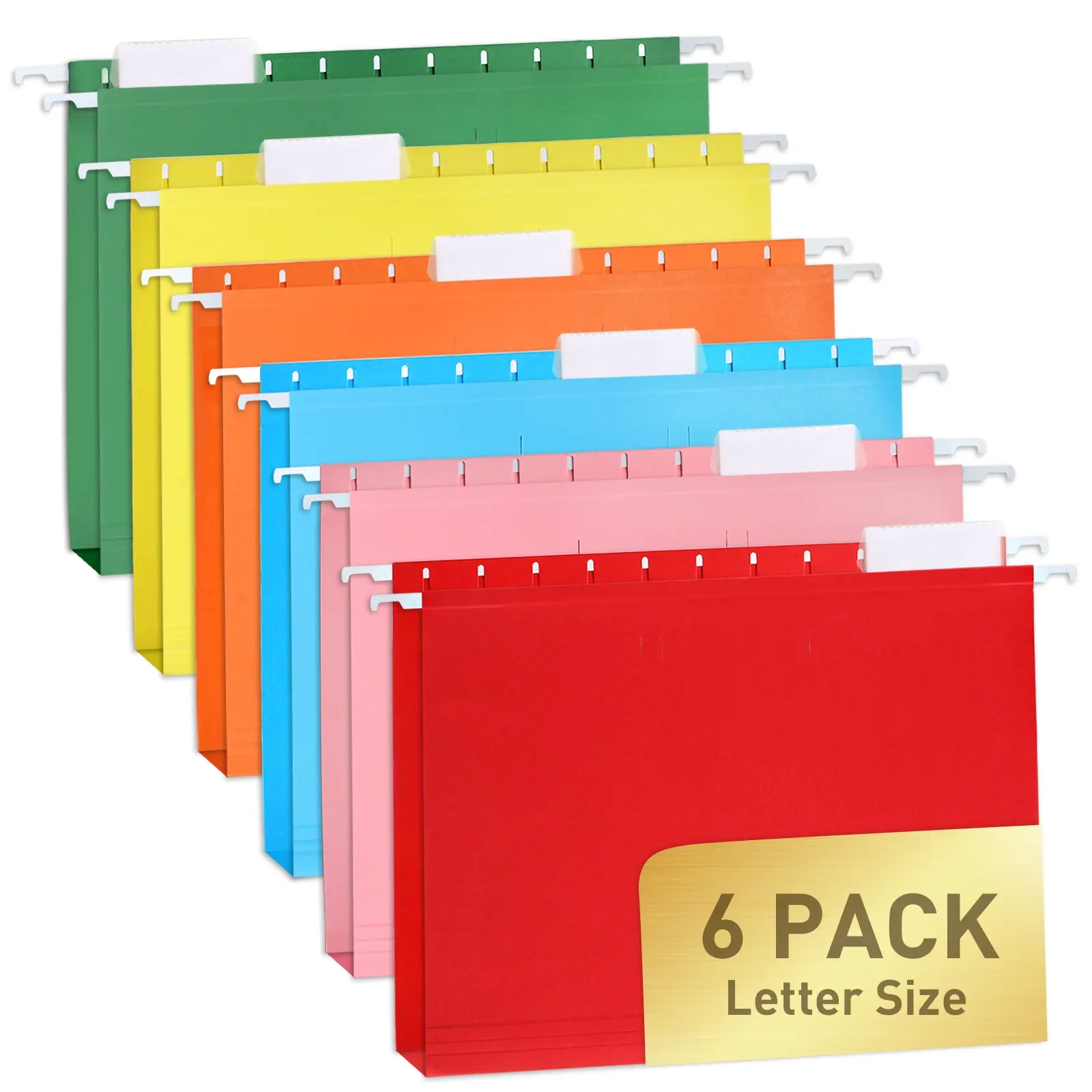 Hanging File Folders, 6 Pack Letter Size File Folders with 1/5-Cut Adjustable Tabs, 6 Pastel Colors Hanging Folders for Organizing Documents, Forms, and Papers, Office Supplies
