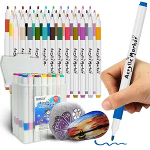 Acrylic Marker Pens, Permanent Water-Based Paint Markers for Rock Painting, Fabric, Glass, Wood, Canvas, DIY Crafts Acrylic Paint Markers Quick Dry, Waterproof Art Markers for Stones, Fabric, and Multi-Surface Projects
