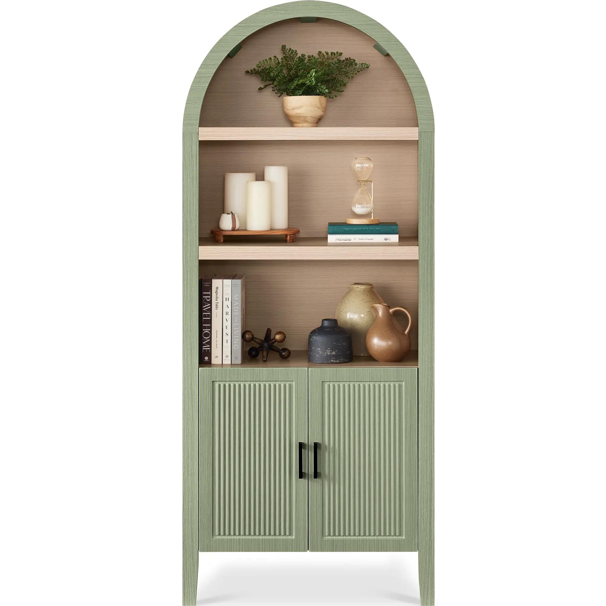 Best Choice Products 72in Tall Arched 5-Tier Bookshelf Storage Cabinet w/ Adjustable Shelves