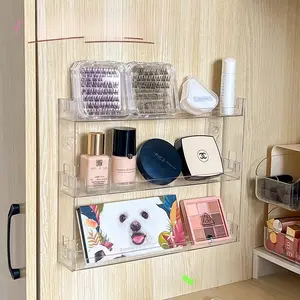Three-tier cosmetic storage box, wall-mounted, large capacity, multi-layer desktop organizer, Beauty Supplies Organizer, for skincare products, vanity storage rack, Clear Storage Box, for desktop or wall use, Cosmetics Organizer Storage