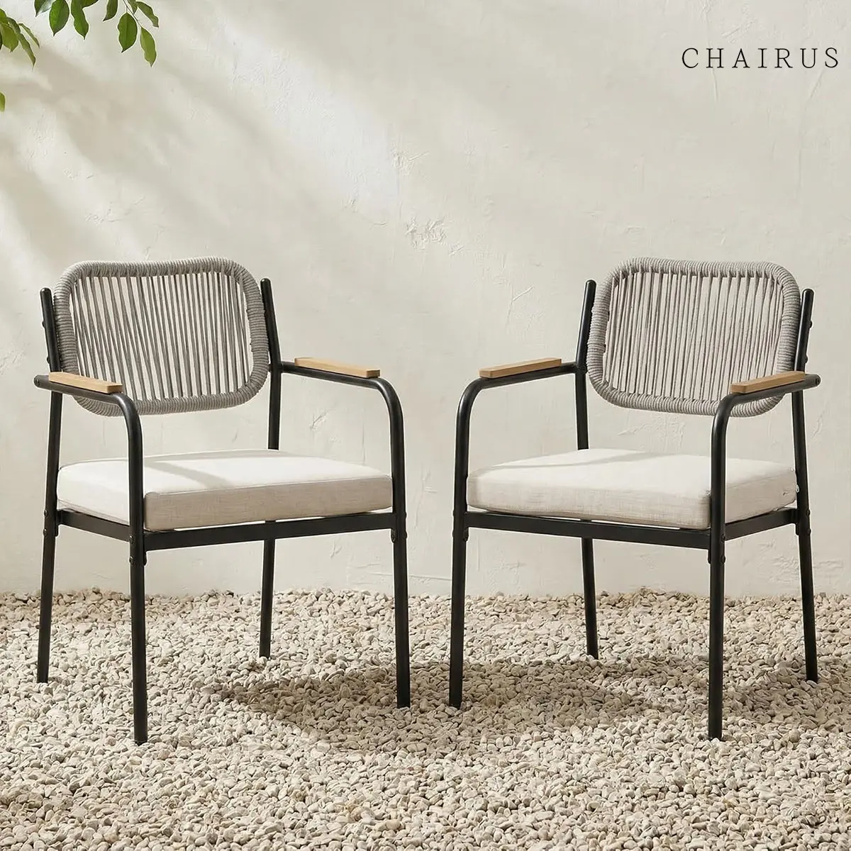 Chairus 2-Pack Outdoor Wicker Dining Chairs (Outdoor Wicker Furniture) with Removable Waterproof Cushions, Sturdy Metal Frame, All-Weather Design for Friends, Family on Patio, Deck, Lawn
