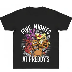 oversize  cotton Five Nights at Freddy's Breaking Walls Graphic Tee funny Tshirt y2k cotton fashion Streetwear Top Trending Easy Care Machine Wash Safe horror gift