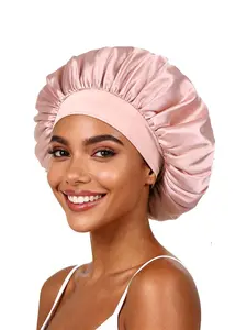 Satin Bonnet Silk Hair Bonnet for Sleeping, Sleep Bonnets for Women, Heatless Hair Bonnet, Large Wide Soft Band, Sleep Cap for Curly Hair Braids, Curly Style, Overnight Styling Tool