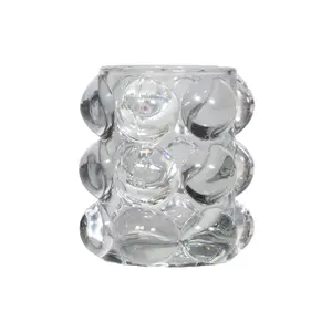 Lennon Votive — by Alice Lane Home Collection — Sophisticated Amber Color — Classic Votive, Adorned with Distinctive Bubble Design — for Kitchen, Living Room and Special Occasions