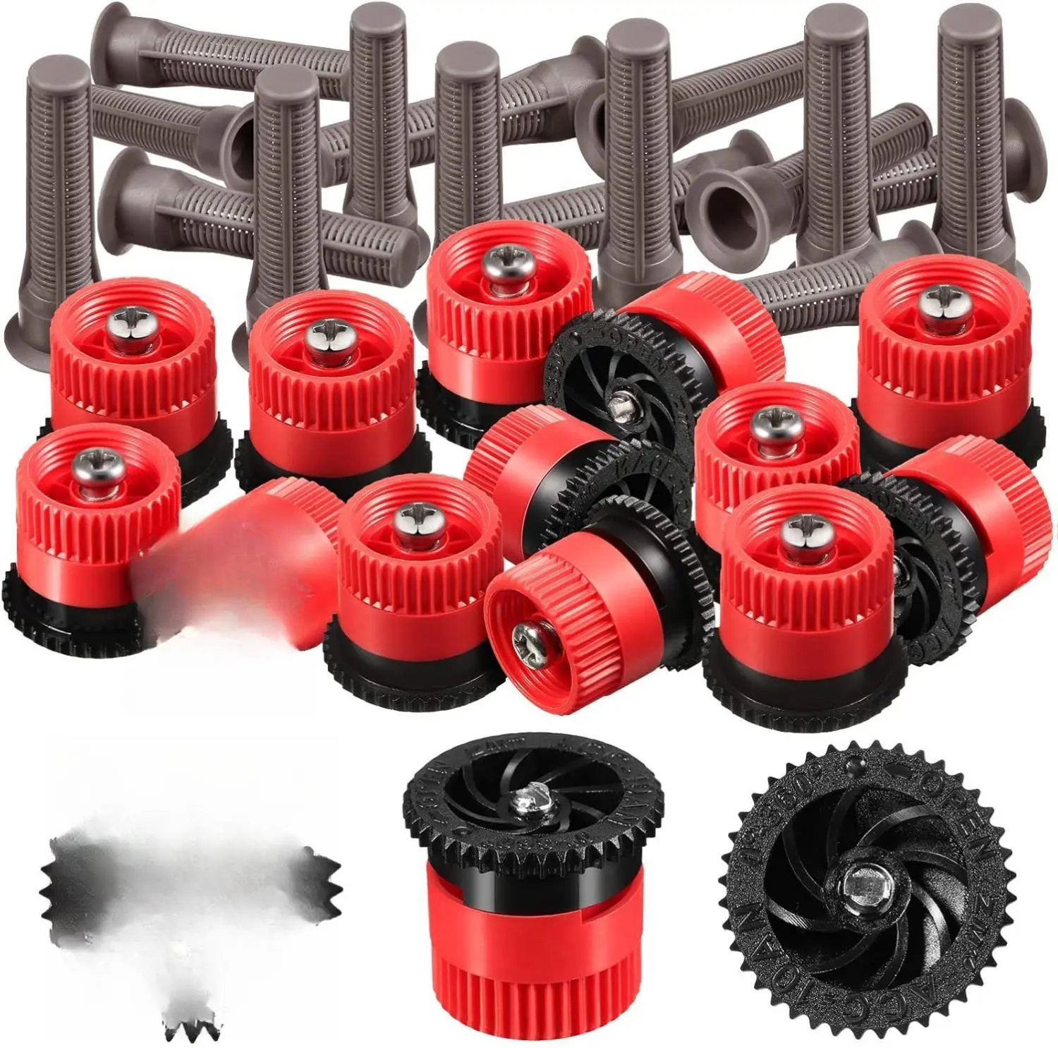 B BRAZIFY 16 Pcs Variable Arc Nozzle Radius High Efficiency Replacement Pop Up Sprinkler Heads Compatible with Rainbird Hunter Orbit Red 10 Van Garden Spray Automatic Watering System Automatic Watering Stakes, Sprinklers For Yard, Nozzle Sprinkler Heads