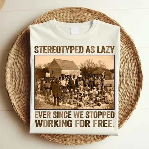 Men's Soft Cotton Menswear Round Neck T-Shirt - Printed, Peel-Resist Print, All Seasons, Anti-Lazy Stereotype Black History Month African American Pride Top