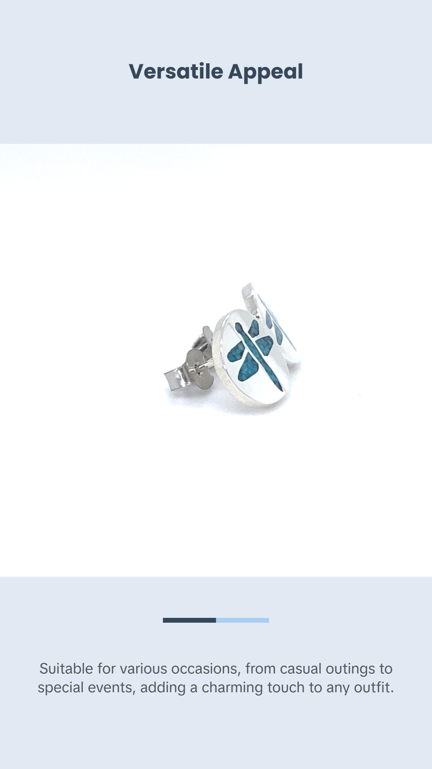 Sterling Silver and Turquoise Round Dragonfly Stud Earrings