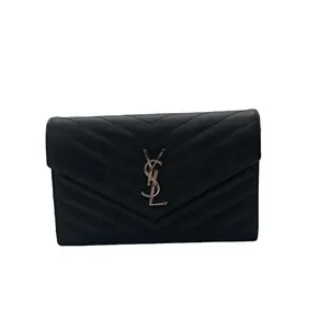 Pre-owned Yves Saint Laurent Grain De Poudre Leather Crossbody Bags Cassandre Envelope Chain Wallet in Grain De Poudre Leather