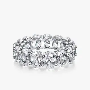 1CT Oval Cut Moissanite Synthetic Eternity Band Hypoallergenic D Color VVS1 Clarity Ring Gifts for Women &  Men Birthday Gift Engagement Wedding Anniversary Auspicious Elegant Band   A0 J2 S0