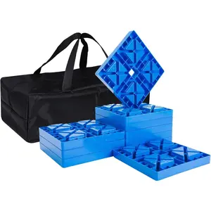 RV Leveling Blocks, Heavy Duty 6 Packs Camper Leveling Blocks with 4 Blacks Leveling Pads  The Leveling Blocks from Cracking Due to Uneven