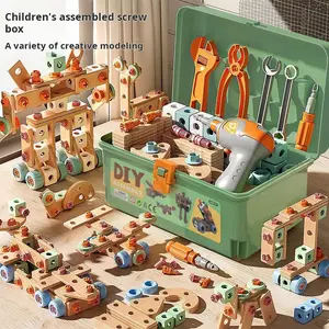 Kids Tool Set with Drill 144Pcs Toddler Tool Set with Toolbox STEM Montessori Toys for 3 4 5 Year Olds Pretend Play Educational Construction Toy for Boys Girls Birthday Gift Play Kitchen Set Block Set