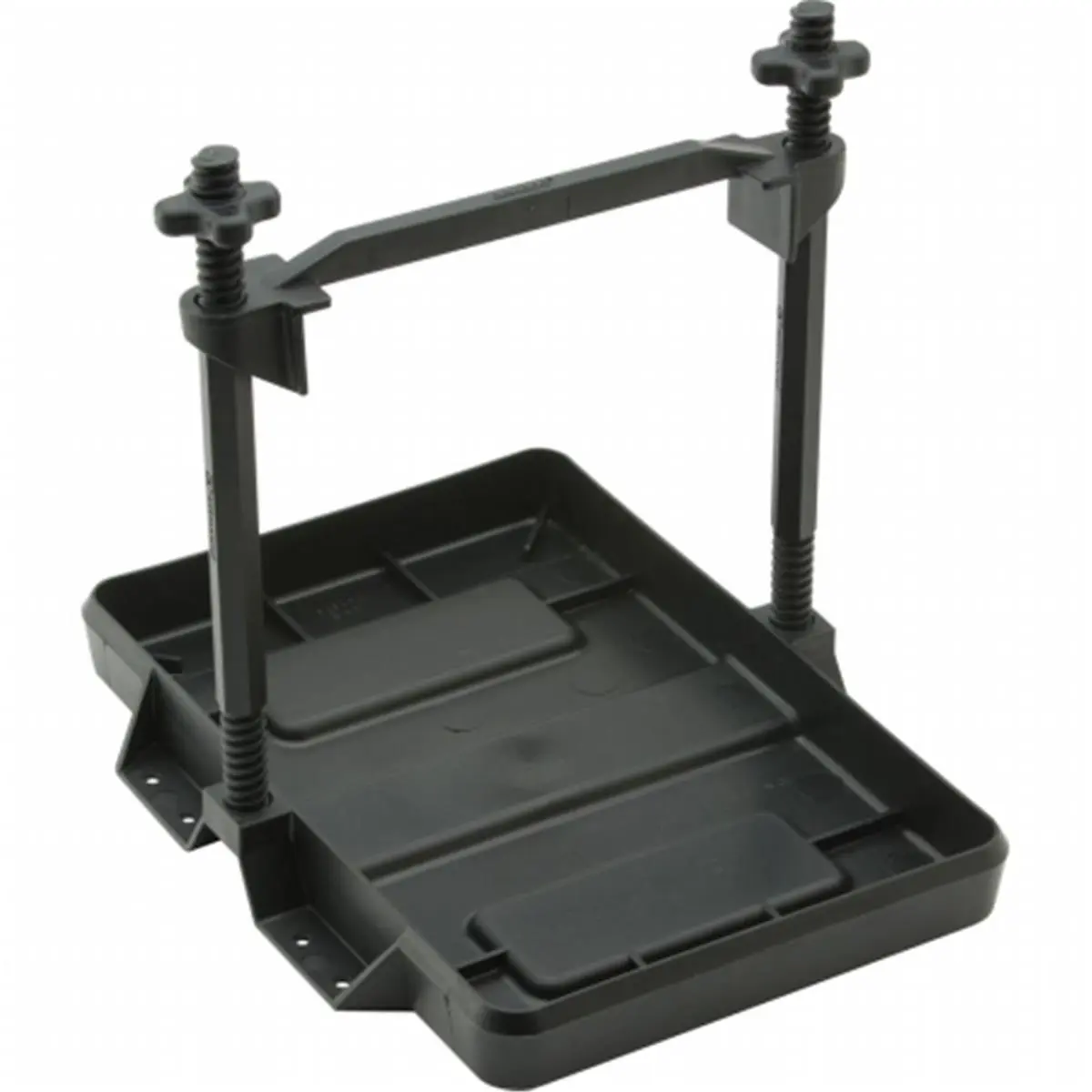 Attwood Marine 27 Series Heavy-Duty All-Plastic Bolt-On Battery Tray, Adjustable Universal Fit for Short and Tall Batteries (No Webbing Straps), Sturdy, Ergonomic Nuts And Bolts, Universal Mount, 0.85 Lbs, Lightweight, No Metal Parts