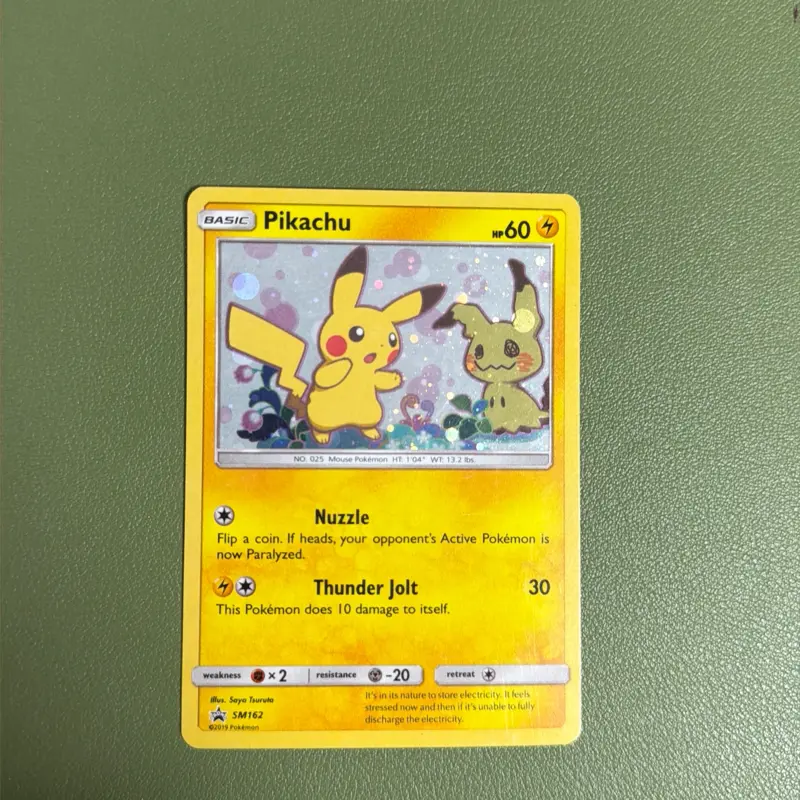 Pikachu SM162 Raw Single Card Black Star Promo- Condition as pictured- All Sales Final