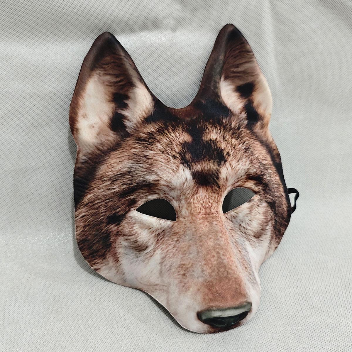 animal head mask,Realistic wolf head 3D mask with lifelike fur texture and pointed ear shape, suitable for Halloween themed party role-playing costume accessories