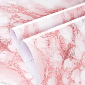 Pink Marble Pattern Self Adhesive Wallpaper, Decorative Wallpaper, Waterproof Wall Sticker, Removable Wall Covering, Marble Backsplash Wallpaper for Table Countertop Cabinet Drawer