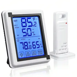 Hygrometer Indoor Outdoor Thermometer Wireless Temperature Gauge Meter And Humidity Monitor With Touchscreen And Waterproof Outdoor Temperature Monitor,200ft/60m Range