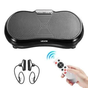 VEVOR Vibration Plate Exercise Machine, Full Body Vibrating Platform for Lymphatic Drainage and Weight Loss, Home Workout Fitness Equipment with 2 Resistance Bands, Body Shaker for Women Men, Black