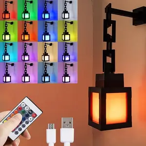 Pixel Soul Lantern - 3D Printed Handmade Gaming Light | Rechargeable RGB 16 Color Changing Night Lamp with Remote, Wall Mountable & Easy Assemble | Ideal Bedroom Decor Gift for Minecraft Fans Kids house decor #MothersDayGiftSet Ornaments Home Lighting