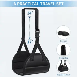 Airplane Footrest Set with Eye Mask, Bag, Best Travel Footrest, Portable Airplane Leg Support, Comfortable for Long Flights