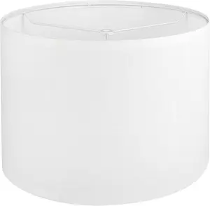 White Lamp shade, Drum Lamp Shade for Table Lamps Floor Lamp, 13" Top X 13" Bottom X 10" High White Large Line Fabric Lamp Shade, Easy Assembly Replacement Lampshade