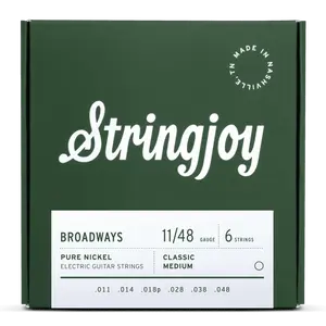 Stringjoy 11-48 Classic Medium Gauge Broadways - Pure Nickel Electric Guitar Strings