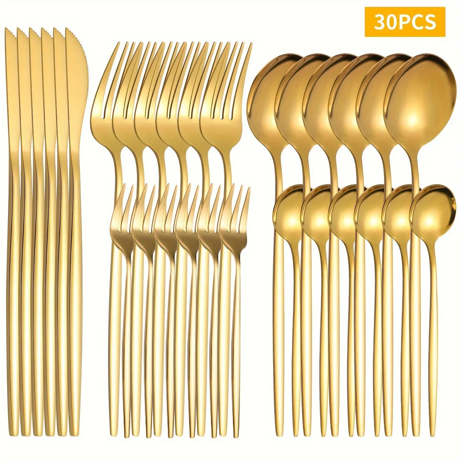 Stainless Steel Cutlery Set, 30pcs/set Including Forks, Knives and Spoons, Durable Dishwasher-Safe Tableware for Home Kitchen, Dinnerware Service Set