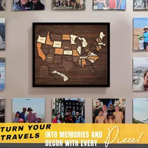 Us State Map Wooden Puzzle, Assembleable 3D Map, Travel Check-In Record, Home Decor Item, Perfect for Enthusiasts and Collectors, Wooden Jigsaw Puzzle, Diy Wooden Puzzle