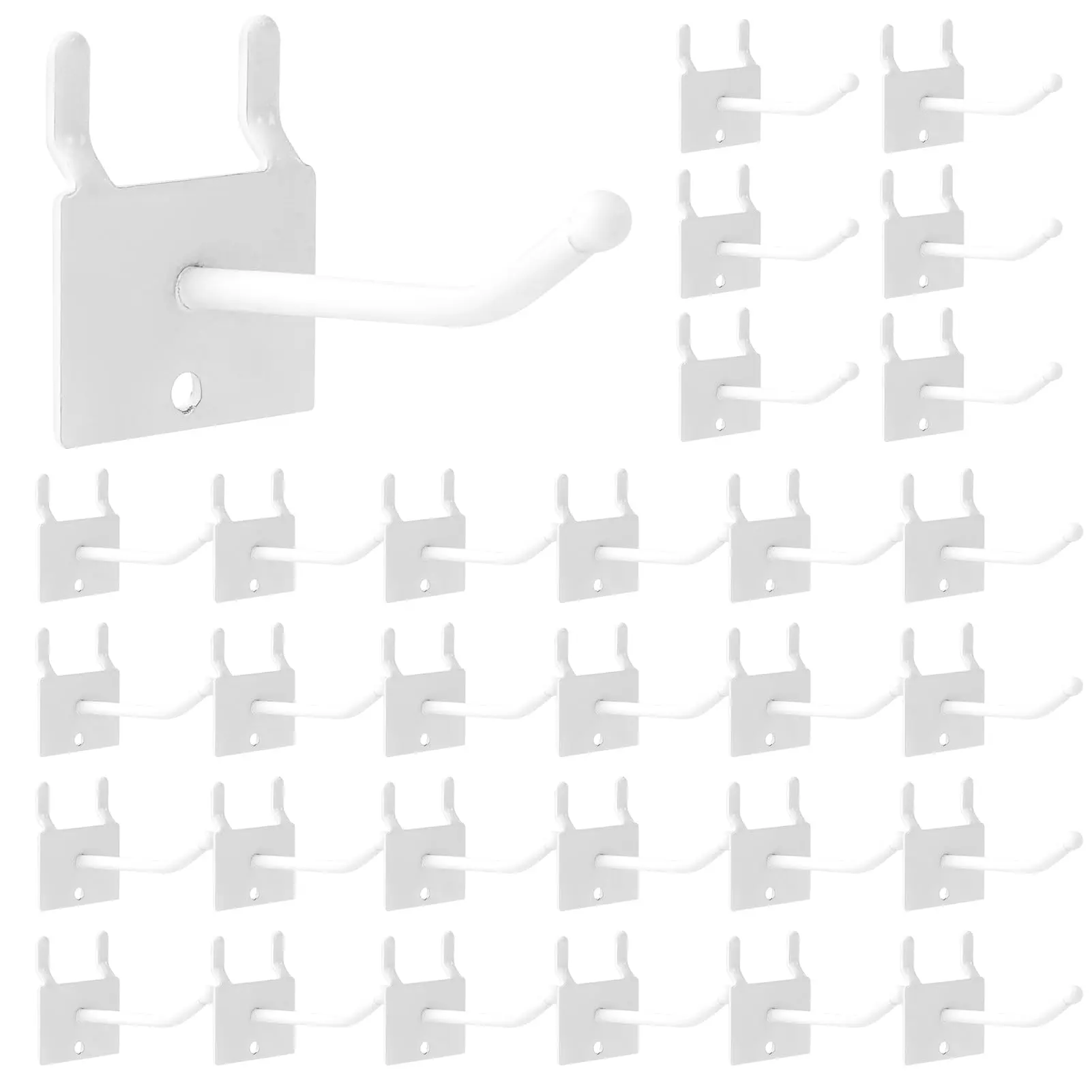 30 White Metal Pegboard Hooks  2.5" Prong Hook Peg Board Shelving Accessories Stainless Steel Tool Hangers Fit For Garage Craft Room Kitchen Store