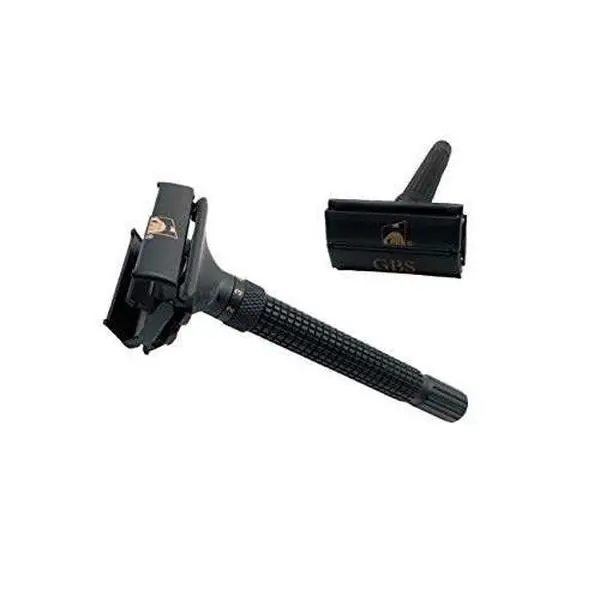 G.B.S Men's Shaving Razor with Adjustable Butterfly Open Mechanism Double Edge Safety Razor, Black Matte Smooth Comfort