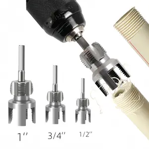 3-Piece Heavy-Duty Alloy Pipe Threading Tool Set - 1/2", 3/4", 1" Internal/External Threads, Electric Drill Compatible PVC/Plastic Pipe Threading Tool, Suitable for DIY and Professional Plumbing Installations (Compatible with PPR, MPP Pipes)Summervibes