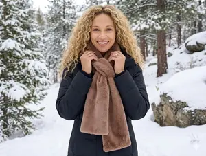 Trendy Leopard Print Faux Fur Scarf for Women - Luxury Winter Pull-Through Neck Warmer with Hidden Zipper Pocket for Phone, Keys & Cards - Anti-Theft & Loss-Prevention Travel Essentials