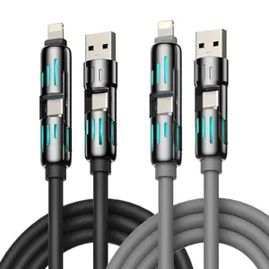 Buy 1 Get 1 Free 4-in-1 USB-C Charging Cable | PD Fast Charging Data Sync Cable with LED Gradient Light | Aluminum Alloy Compatible with All Devices