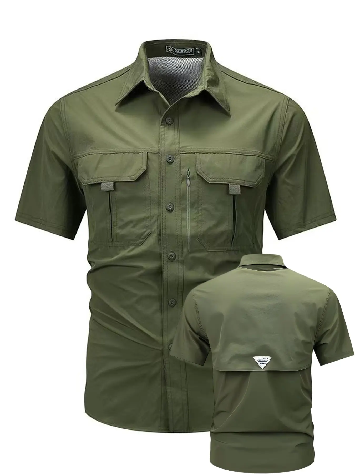 Summer Men's Quick-Dry Workwear Short Sleeve Loose Casual Shirt, Multi-Pocket Tactical Outdoor Breathable Sun Protection, Back Mesh Design, Top