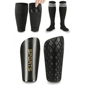 Soccer Shin Guards for Kids Adults, Toddler Shin Pads Set with Sleeves and Long Soccer Socks for Age 2-16 Boys & Girls, Youth &Men, Lightweight Soccer Equipment