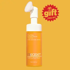 Veecent 150ml Turmeric + Kojic Acid Foaming Facial Cleanser + Silicone Brush Cleansing Skincare Set (Gentle Type) – Turmeric Face Wash (Facial Care Set) Coconut Soothing