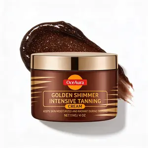 OCEAURA Golden Shimmer Self Tanner Cream, Mica-Infused Natural Bronze Glow, Moisturizes & Soothes with Sesame + Calendula, Safe for Sensitive Skin, Daily Beach & Music Festival Glow