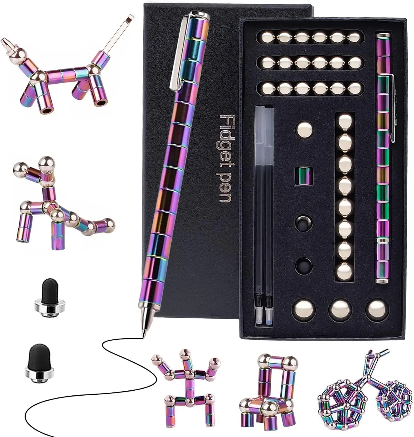 US SELLER BIG PACK Fidget Pen-Magnetic Pen-Fidget Toys for Boys Girls Age 8-12-Gifts for Teenage Girls Boys-Toy Pen Decompression Magnetic Metal Pen-Multifunctional Deformable Magnet Pen-Fidget Toy for Adults