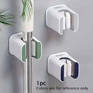 Wall mounted mop rack, home laundry room, closet, bathroom, storage tool rack, 1 slot, mop rack without drilling installation