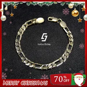 LuLuEcho No Faded 14K Gold Plated Figaro Chain Bracelet for Men, Covered with Gold Element, 3/4/6/6.5/7MM for Men Women Jewelry Gift for Men Women