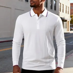 Men's long-sleeved polo shirt, suitable for autumn/spring leisure and business leisure occasions, light and comfortable, ideal for daily travel and golf.