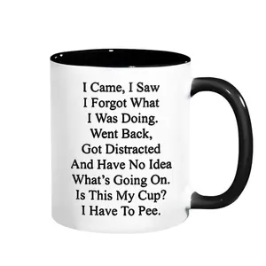 Letter Pattern Ceramic Coffee Mug, Funny Mug for Older People, Drinking Cup for Home Office