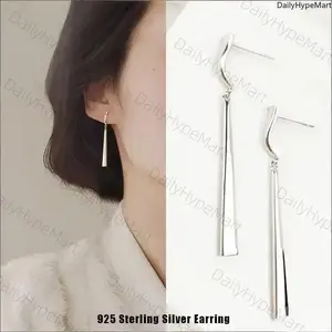 Elegant Simple 925 Silver Drop Earrings, Minimalist Versatile Jewelry for Women