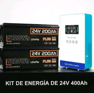 Solar Energy Kit Hybrid Inverter 4KW 24V 200Ah y 400ah Battery 5120Wh and 10240Wh for Efficient Power Storage