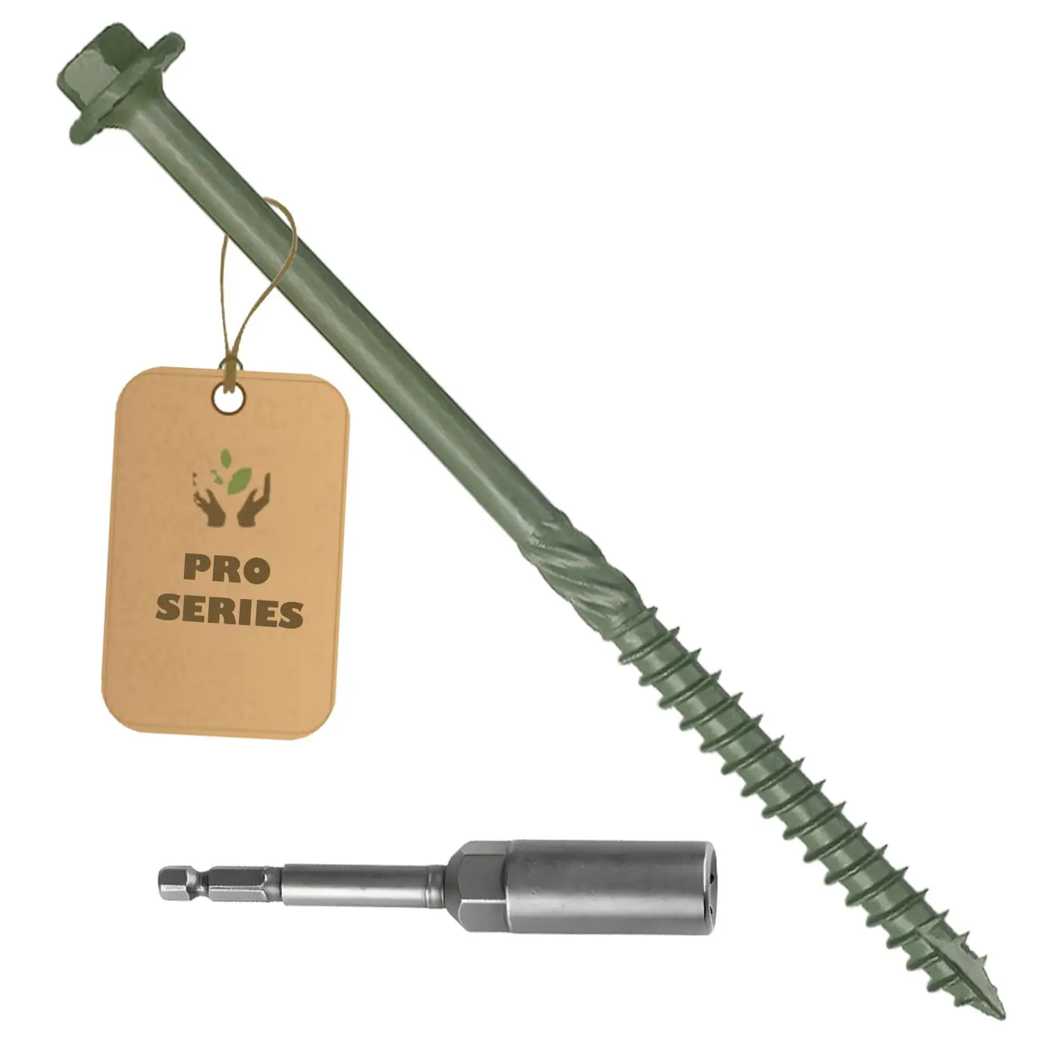 40 count Timber Screws #14 X 8 Inch Heavy-Duty Green Coated, Exterior Lag Structural  Screws for Landscaping, Construction, Beams & Pole Barns, 1500-Hour Salt Spray Tested, Includes Hex Socket