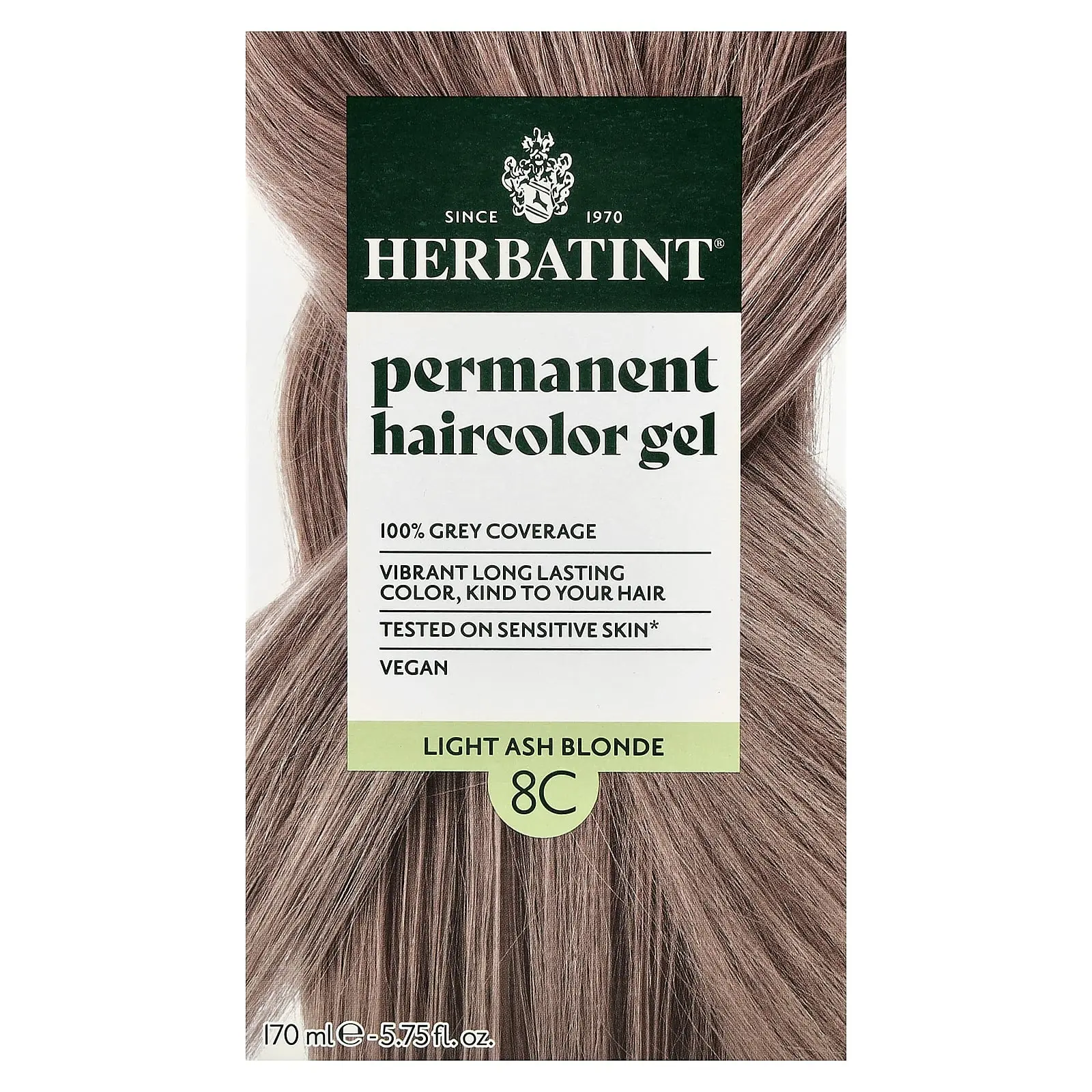 Herbatint Permanent Haircolor Gel, 8C Light Ash Blonde, 5.75 fl oz (170 ml) Herbatint Permanent Haircolor Gel, 8C Light Ash Blonde, 5.75 fl oz (170 ml)