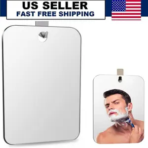 Includes 1 Adhesive Hooks, Anit-Fog Shower Mirror, Shower Makeup Shave Mirror, Frameless Shower Mirror, Wall Hanging Mirror (Large, 1 Pack)