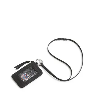 Vera Bradley Women's Premium Cotton Zip ID Pouch with Breakaway Lanyard
